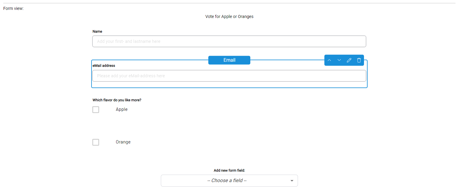 Example form in edit mode