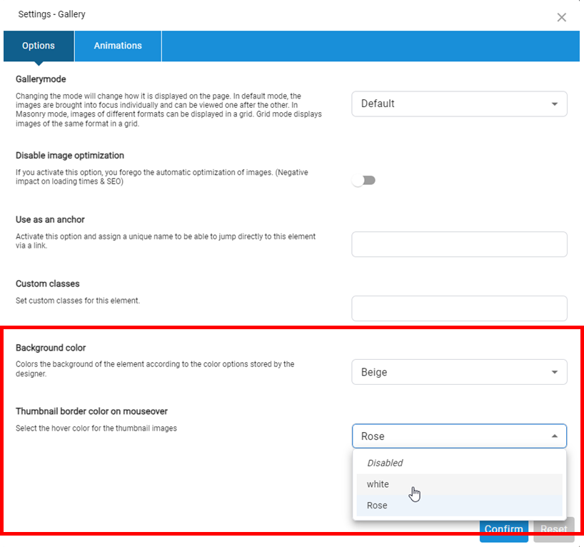 Background Color Settings