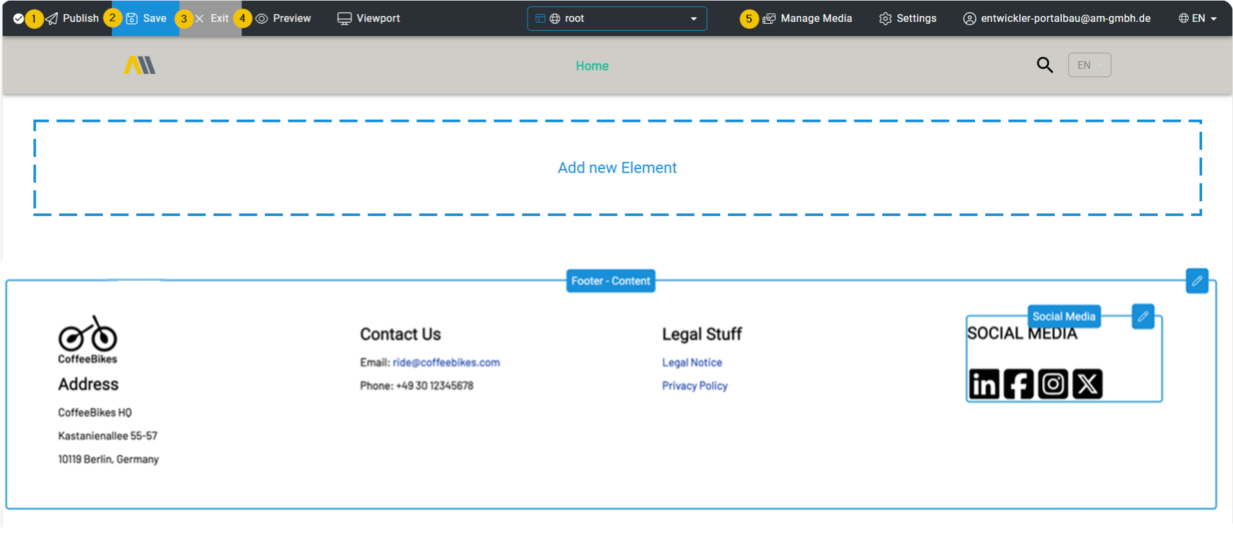 View of the editing mode after clicking on "Edit"