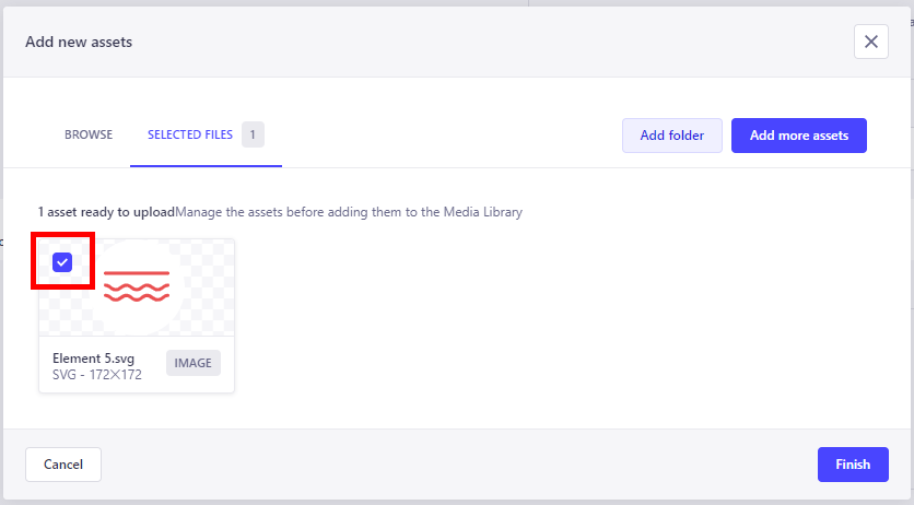 Marked Checkbox on the Asset