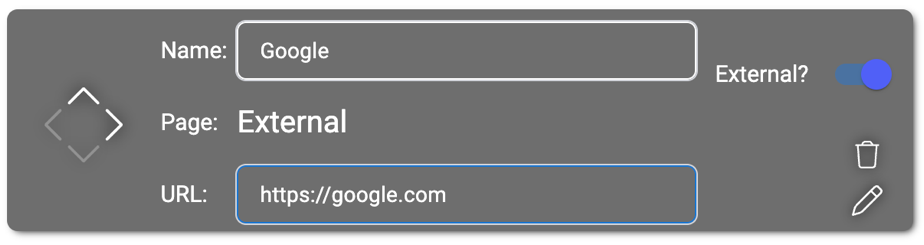 Creating and editing external navigation elements