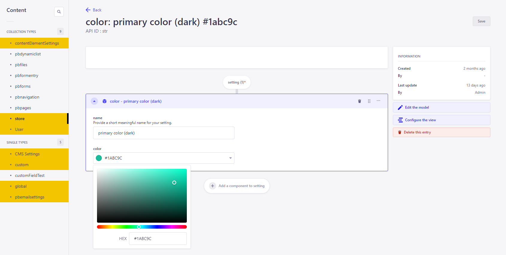 Edit Mode Primary Dark Color
