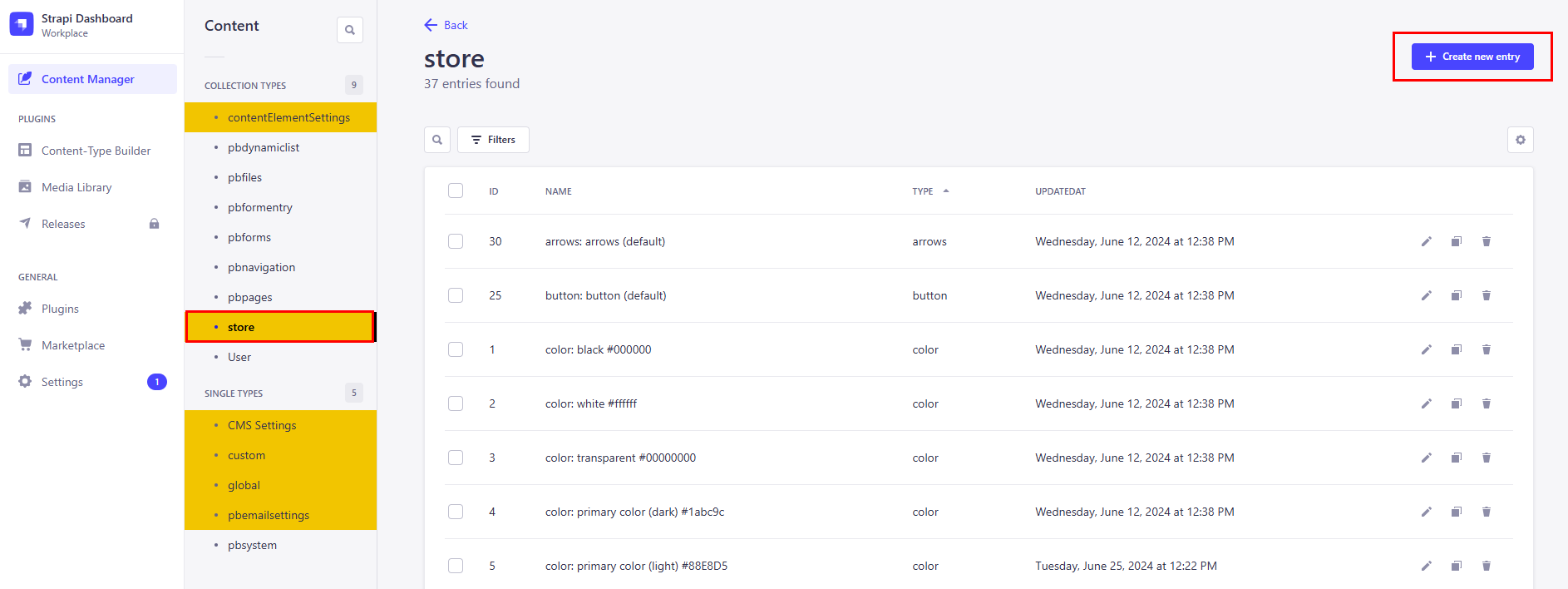 Content Store Settings