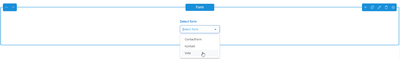 Auswahl Dropdown für Forms-Content-Element