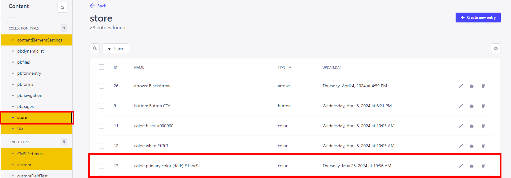 Primary Dark Color Auswahl
